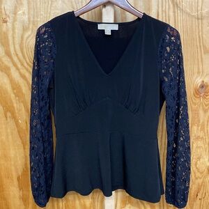 Michael Kors size M black top with laced sleeves